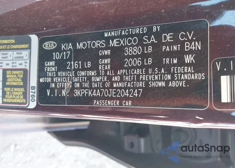 2018 Kia Forte Lx z USA, uszkodzony, nr VIN 3KPFK4A70JE204247